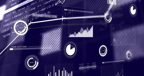 Abstract Virtual Analytics Interface Featuring Financial Data and Code - Download Free Stock Images Pikwizard.com