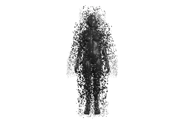 Polygonal Transparent Female Silhouette Composed of Dark Pixels - Download Free Stock Videos Pikwizard.com