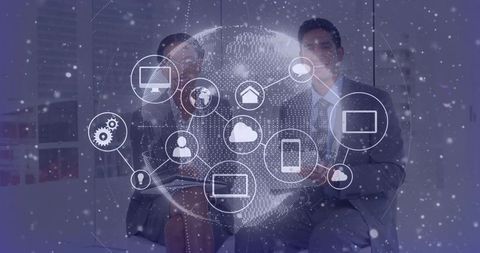 Digital network and connectivity in modern corporate office