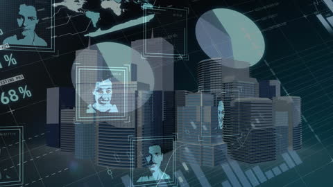 Virtual Smart City with Data Interface and Portrait Overlays