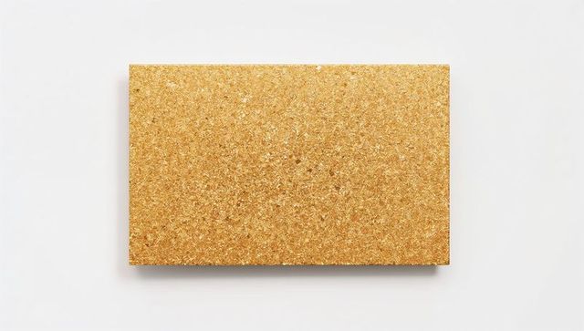 Shimmering gold flake wall panel mounted with soft shadow minimal metallic texture