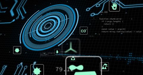 Futuristic Digital Circuit Board Interface with Data Elements - Download Free Stock Images Pikwizard.com