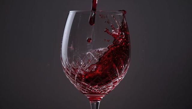 Luxurious Red Wine Pour into Crystal Glass