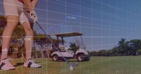 Golfer on Course with Chart Overlay Illustrates Data-Driven Sports