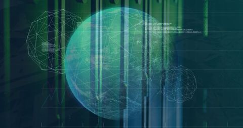 Spinning Globe with Data Visualization in Tech Environment - Download Free Stock Images Pikwizard.com