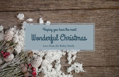 rustic christmas card with snowy decor and personal message - Download Free Stock Templates Pikwizard.com