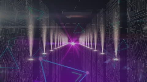 Futuristic Digital Abstract with Geometric Shapes and Lights