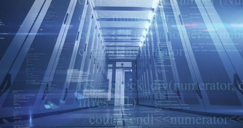Futuristic Data Center with Digital Overlay - Download Free Stock Images Pikwizard.com