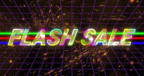 Neon Flash Sale Graphic with RGB Streaks and Dynamic Background