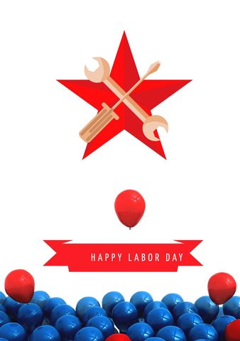labor day celebration design with tools and star - Download Free Stock Templates Pikwizard.com