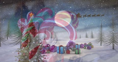 Magical Christmas Eve with Gifts and Candy Canes