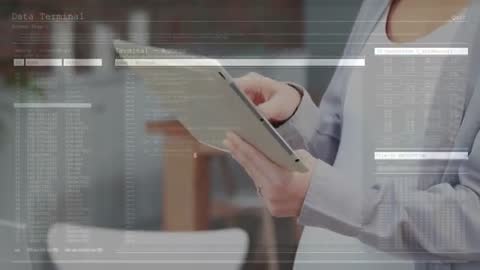 Professional Analyzing Data with Tablet and Digital Interface Overhaul