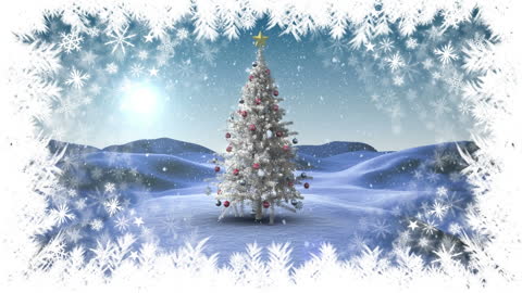 Festive Christmas Tree in Snowy Winter Landscape
