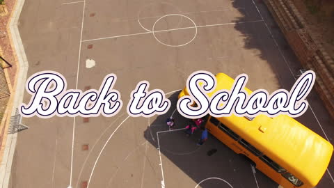 School Bus in Playground for Back to School Season
