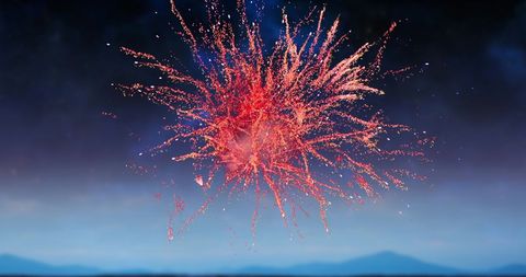 Vibrant Red Fireworks Explosion Against Dark Sky - Download Free Stock Images Pikwizard.com