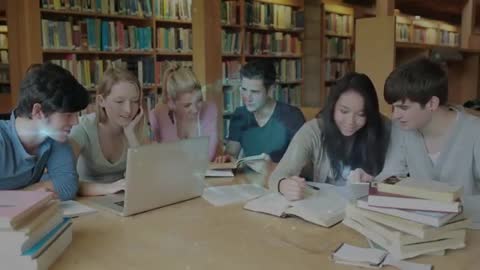 Innovative Study Session in Modern Library with Teamwork Insights