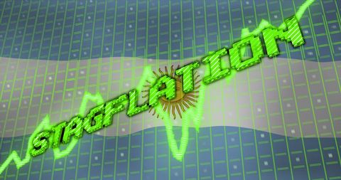 Stagflation with Argentine Flag and Digital Data Graph