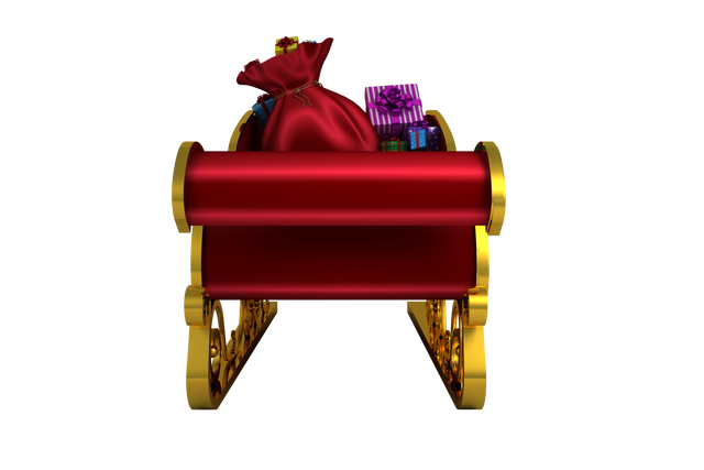 Transparent red and gold Santa sleigh with holiday gifts - Download Free Stock Videos Pikwizard.com