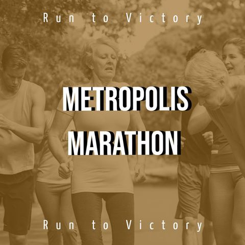 happy runners victory metropolis marathon concept - Download Free Stock Templates Pikwizard.com