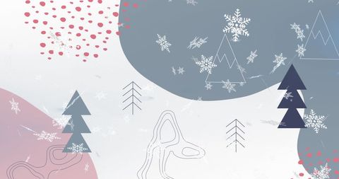 Abstract Winter Wonderland With Tree and Snow Designs