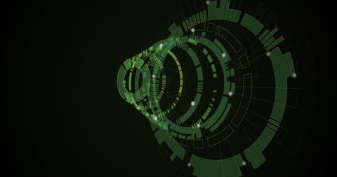 Futuristic digital technology interface with moving circles