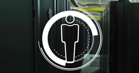 Projecting user access graphic over data center server racks for secure entry
