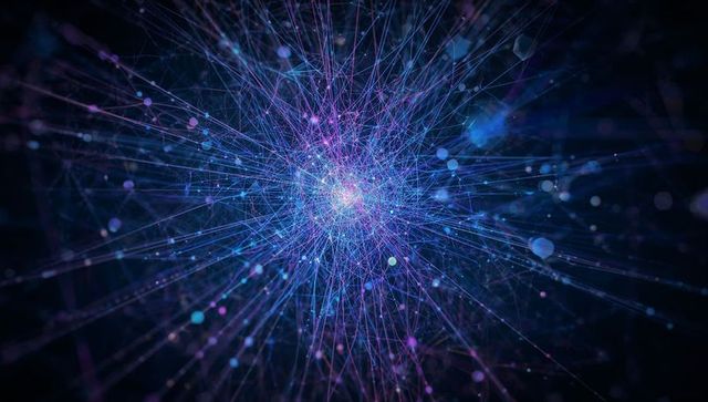 Neon Quantum Network Core Radiating Luminous Filaments and Holographic Particle Web