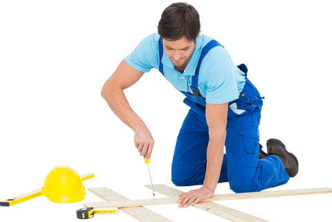 transparent male worker repairing wooden plank in blue overalls - Download Free Stock Videos Pikwizard.com