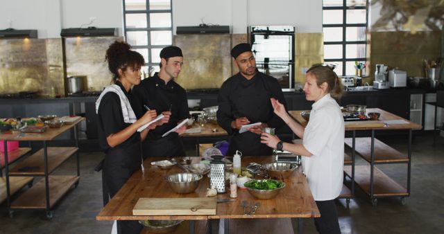 Team of Chefs Having Discussion in Professional Kitchen - Download Free Stock Images Pikwizard.com