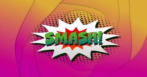 Smash Text on Retro Burst Illustration with Comic Book Style
