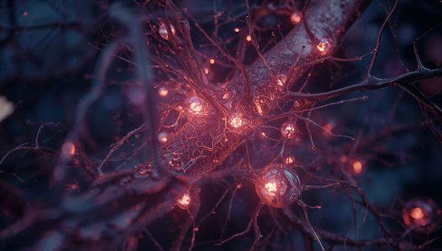 Glowing neuronal network depicting connectivity and innovation