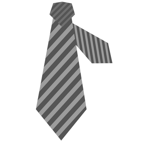 Transparent tie illustration in striped grey on isolated background