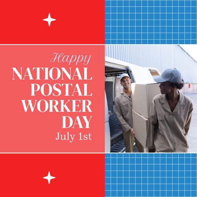 National Postal Worker Day Celebration with Postal Workers Carrying Boxes - Download Free Stock Templates Pikwizard.com