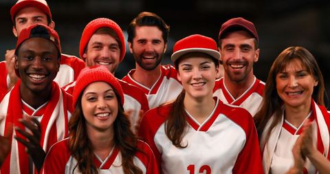 Joyful Sports Fans Cheering Together with Team Spirit