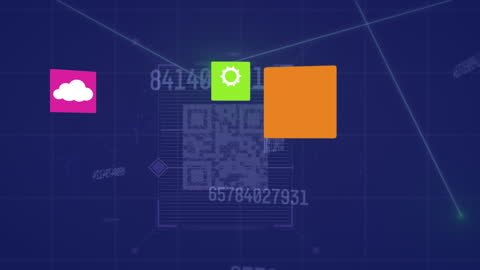 Digital Animation of Data Processing and Technology Icons