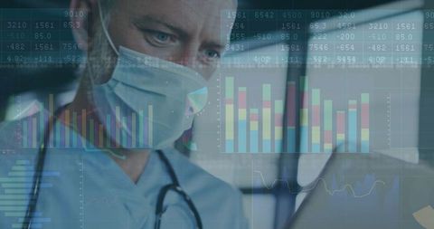 Doctor Analyzing Healthcare Data on Laptop for Medical Research Insights