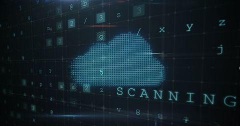 Cloud Scanning Icons with Digital Data Analysis Background - Download Free Stock Images Pikwizard.com