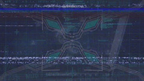 Futuristic Glitchy Digital Interface with Data Visualization