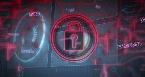 Digital Security Padlock and Data Animation