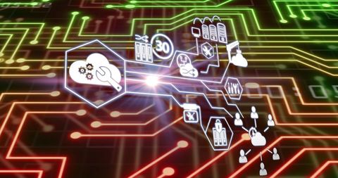 Digital Interface with Business Icons and Network Connections - Download Free Stock Images Pikwizard.com