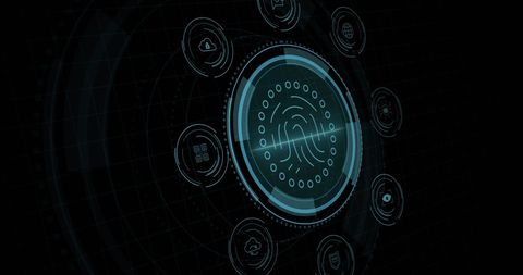 Futuristic Biometric Fingerprint Interface with Digital Icons - Download Free Stock Images Pikwizard.com