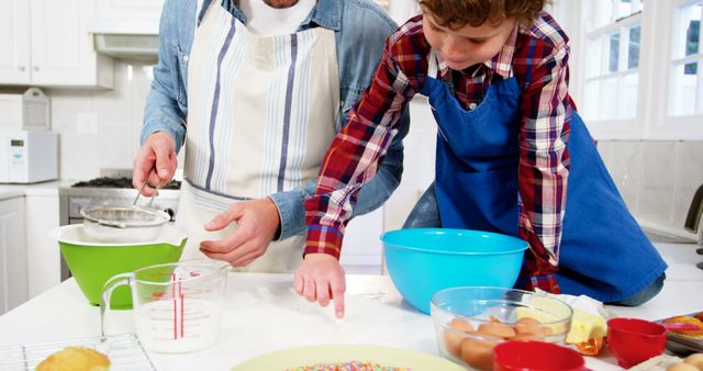 Father Teaching Son to Bake Cupcakes in Kitchen for Bonding Time - Download Free Stock Images Pikwizard.com