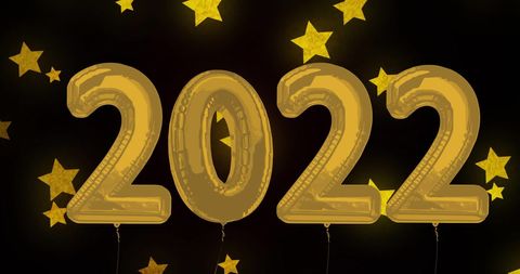 Golden 2022 with Stars on Black Background Festive Celebration