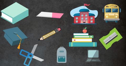 School and Education Icons on Chalkboard Background - Download Free Stock Images Pikwizard.com