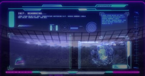 High-tech interface analyzing sports stadium