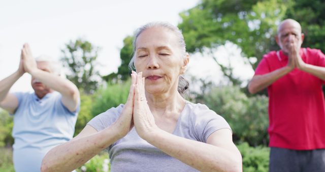 Senior Group Practicing Yoga Outdoors in Harmony - Download Free Stock Images Pikwizard.com