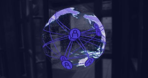 Global Network Connectivity Represented by Digital Globe in Cafe - Download Free Stock Images Pikwizard.com