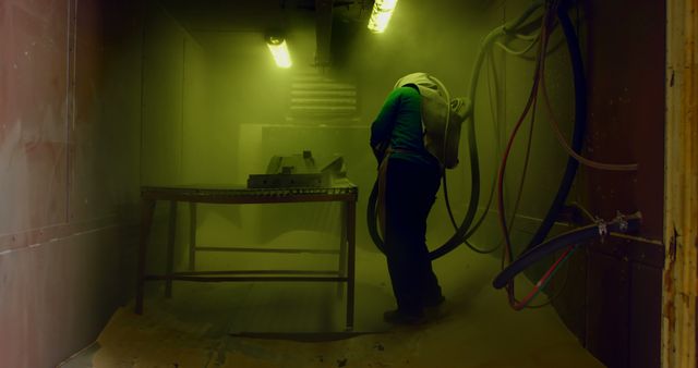 Worker Protected with Safety Gear Operates in Hazardous Environment - Download Free Stock Images Pikwizard.com