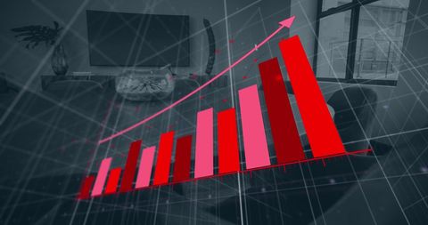 Dynamic Business Growth Concept with Red Bar Graph Overlay - Download Free Stock Images Pikwizard.com