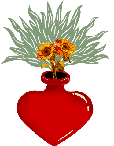 heart shaped vase with sunflowers and foliage, transparent background - Download Free Stock Videos Pikwizard.com
